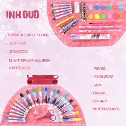 51 Delig Kleurkoffer voor Kinderen | Frozen Creatieve Tekendoos | Kleurpotloden, Stiften, Wasco's, Waterverf & Meer | Perfecte Creatieve Activiteit & Cadeau voor Kinderen, Studenten, Beginners en Kunstenaars | Reizen Kunstbenodigdheden Geschenken 