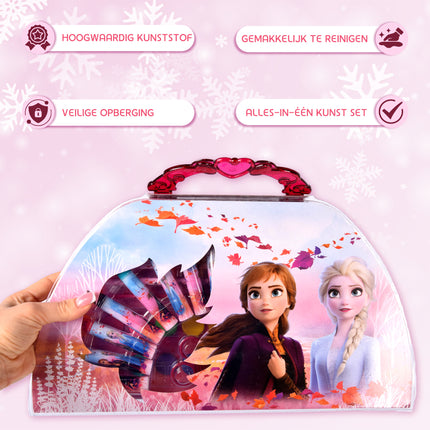 51 Delig Kleurkoffer voor Kinderen | Frozen Creatieve Tekendoos | Kleurpotloden, Stiften, Wasco's, Waterverf & Meer | Perfecte Creatieve Activiteit & Cadeau voor Kinderen, Studenten, Beginners en Kunstenaars | Reizen Kunstbenodigdheden Geschenken 