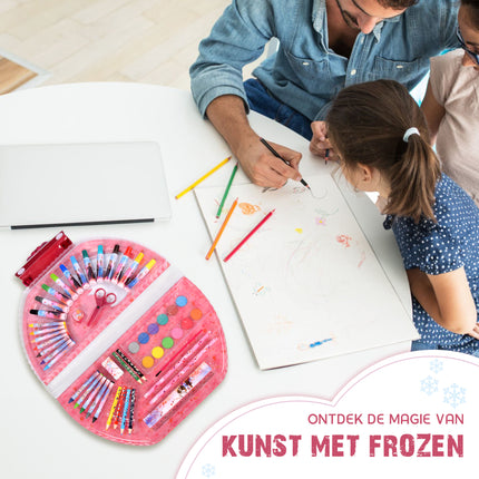 51 Delig Kleurkoffer voor Kinderen | Frozen Creatieve Tekendoos | Kleurpotloden, Stiften, Wasco's, Waterverf & Meer | Perfecte Creatieve Activiteit & Cadeau voor Kinderen, Studenten, Beginners en Kunstenaars | Reizen Kunstbenodigdheden Geschenken 