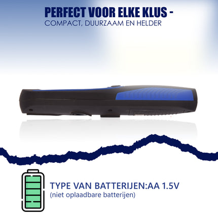 Ultieme Blauwe en Zwarte LED Werklamp Set met Magneet en Ophanghaak | 20cm x 6cm x 3cm | Perfect Zaklamp Voor Kamperen Wandelen Noodsituaties en Doe Het Zelvers | Lamp Op Batterijen 2 Stuks