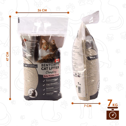 Geheim voor een Gezonde Kat: Kattenbakvulling van Bentoniet-klei | 7 kg | 26cm x 47cm x 7cm | Donkergrijs | Babypoeder Geur | 350% Absorptie | 99% Stofvrij