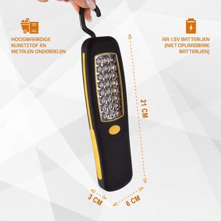 Geel & Zwart 24 LED Werklamp met Magneet en Ophanghaak | Set van 5 Looplamp | Ideaal voor Indoor en Outdoor Gebruik | Perfect voor Bouw Garage en Doe Het Zelf Projecten