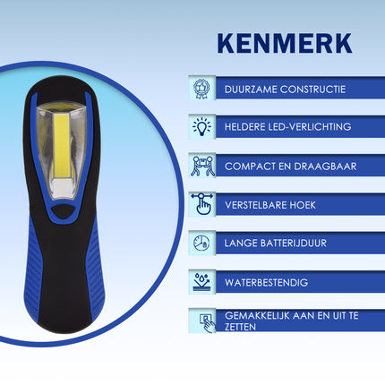 Ultieme Blauwe en Zwarte LED Werklamp Set met Magneet en Ophanghaak | 20cm x 6cm x 3cm | Perfect Zaklamp Voor Kamperen Wandelen Noodsituaties en Doe Het Zelvers | Lamp Op Batterijen 2 Stuks