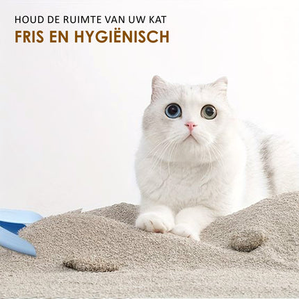 Geheim voor een Gezonde Kat: Kattenbakvulling van Bentoniet-klei | 7 kg | 26cm x 47cm x 7cm | Donkergrijs | Babypoeder Geur | 350% Absorptie | 99% Stofvrij