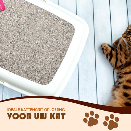 Geheim voor een Gezonde Kat: Kattenbakvulling van Bentoniet-klei | 7 kg | 26cm x 47cm x 7cm | Donkergrijs | Babypoeder Geur | 350% Absorptie | 99% Stofvrij