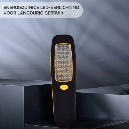 Geel & Zwart 24 LED Werklamp met Magneet en Ophanghaak | Set van 5 Looplamp | Ideaal voor Indoor en Outdoor Gebruik | Perfect voor Bouw Garage en Doe Het Zelf Projecten