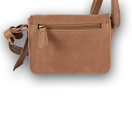 Handtasje | 12cm*17cm | Camel bruin | Schoudertas | Echte leer