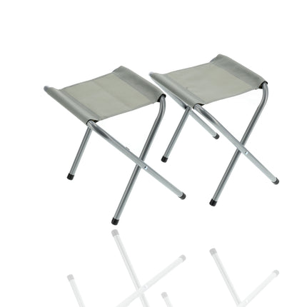 Opvouwbaar Camping Krukje - 35cm Zithoogte - Stalen Frame - Grijs - Viskrukje - Belastbaar tot 80kg