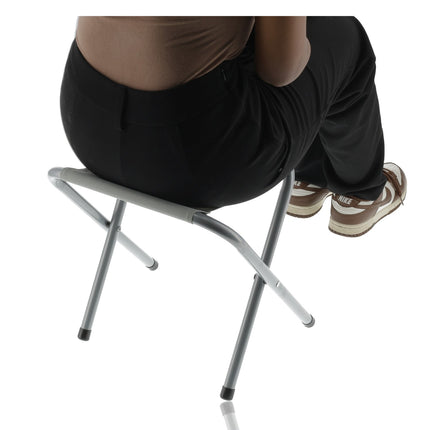 Opvouwbaar Camping Krukje - 35cm Zithoogte - Stalen Frame - Grijs - Viskrukje - Belastbaar tot 80kg