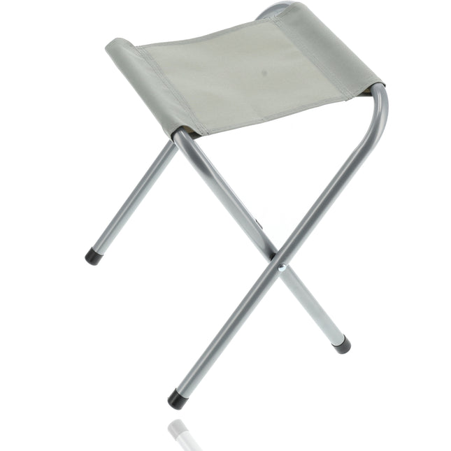 Opvouwbaar Camping Krukje - 35cm Zithoogte - Stalen Frame - Grijs - Viskrukje - Belastbaar tot 80kg