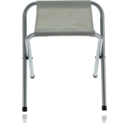 Opvouwbaar Camping Krukje - 35cm Zithoogte - Stalen Frame - Grijs - Viskrukje - Belastbaar tot 80kg