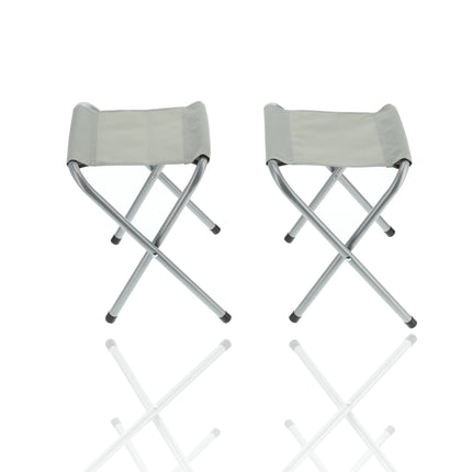 Opvouwbaar Camping Krukje - 35cm Zithoogte - Stalen Frame - Grijs - Viskrukje - Belastbaar tot 80kg