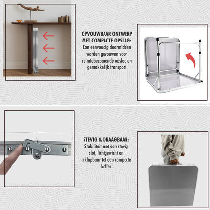 Inklapbare Campingtafel voor Buiten - Opvouwbare Tuintafel met Handvat - Stevige Klaptafel Geschikt voor 2-4 Personen - Klaptafel 120x60x70cm