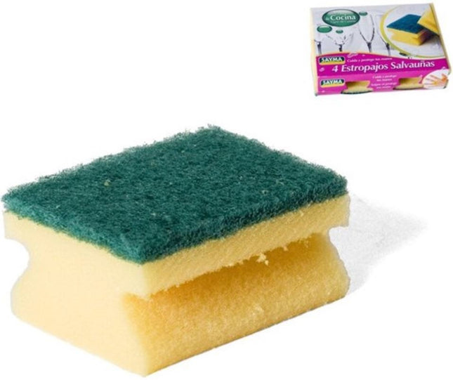 8x stuks schuursponzen / schuursponsjes met handgreep - 9 x 6.5 cm - sponzen / schoonmaakartikelen / reinigingsartikelen