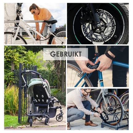 1x Topkwaliteit Zwarte Fietssloten Set met Cijfer- en Kabelslot - Anti-Diefstal, Lichtgewicht (85g), 180cm x 10mm