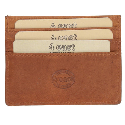 Kaarthouder Pasjes Leer RFID Bescherming - Cognac/Tan - 6 Pasjes + Briefgeld - Compacte Creditcardhouder Unisex voor Mannen en Vrouwen