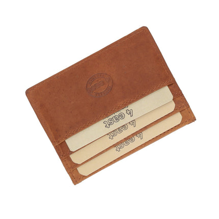 Kaarthouder Pasjes Leer RFID Bescherming - Cognac/Tan - 6 Pasjes + Briefgeld - Compacte Creditcardhouder Unisex voor Mannen en Vrouwen