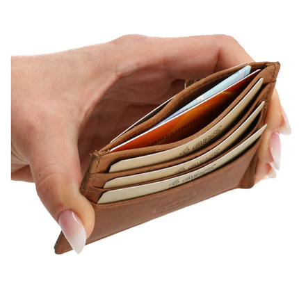 Kaarthouder Pasjes Leer RFID Bescherming - Cognac/Tan - 6 Pasjes + Briefgeld - Compacte Creditcardhouder Unisex voor Mannen en Vrouwen