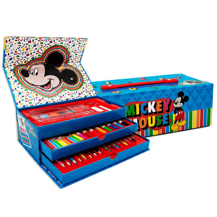  Disney Mickey mouse Kleurset 42-delig Disney Kleurdoos met lade - Mickey mouse kleurpotloden - waterkleuren Micky mouse - Stiftenkleur - Stiften - 42 onderdelen