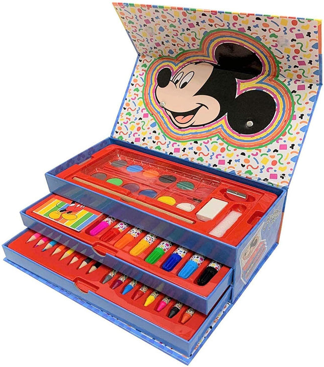  Disney Mickey mouse Kleurset 42-delig Disney Kleurdoos met lade - Mickey mouse kleurpotloden - waterkleuren Micky mouse - Stiftenkleur - Stiften - 42 onderdelen