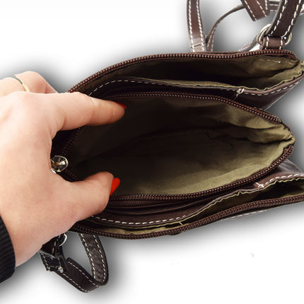 Handtasje | Crossbody tas dames | donker bruin | 13cm*19.5cm | Schoudertas