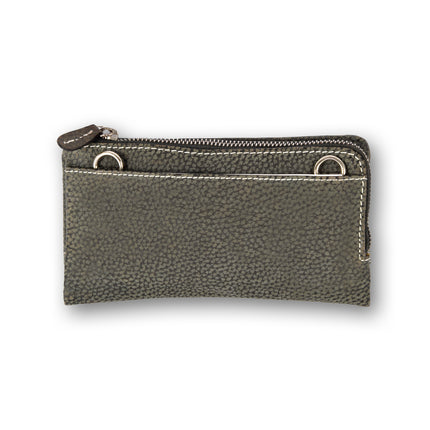 Leren portemonnee | Donker Grijs | Portemonnee Dames | Met ritssluiting | 10cm*18.5cm*3cm