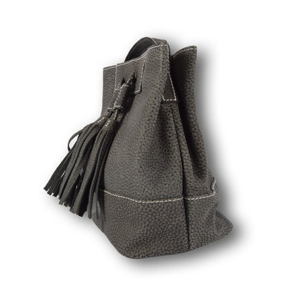 Handtasje | Donker grijs | 21.5cm*20cm | Leren tas dames | Echte leer