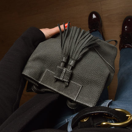 Handtasje | Donker grijs | 21.5cm*20cm | Leren tas dames | Echte leer