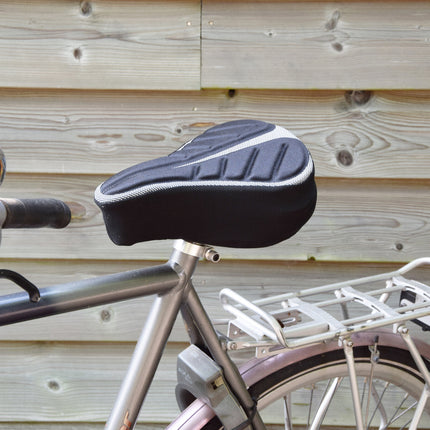 Zadelhoes Fiets 2x - Universele Gel Fietszadelhoes - Zwart Polyester - Geschikt voor Brede Zadels - 29x23x8.5cm - Fietszadel Accessoire voor Heren & Dames