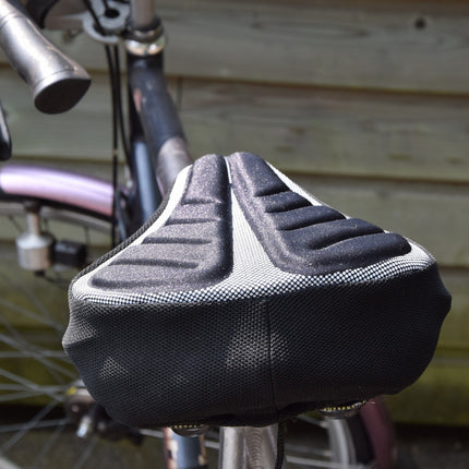 Zadelhoes Fiets 2x - Universele Gel Fietszadelhoes - Zwart Polyester - Geschikt voor Brede Zadels - 29x23x8.5cm - Fietszadel Accessoire voor Heren & Dames