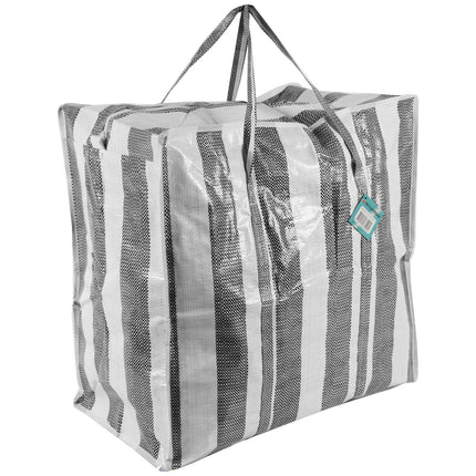 Ruime Boodschappen Tas 2 stuks | 45 Liter Polyester Turkentas Met Rits en Handvatten | 50cm x 48cm x 28cm | XL Shopper Max Gewicht 15 kg | Opbergzakken Kleding Voor Verhuizen Opslag En Boodschappen