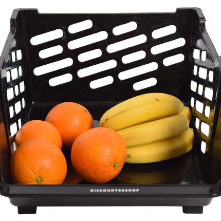 Zwarte Kunststof Groentemandje van Discountershop: Ruim, Stijlvol en Praktisch als Opbergbox en Opbergmand – 46cm x 37.5cm x 20cm 