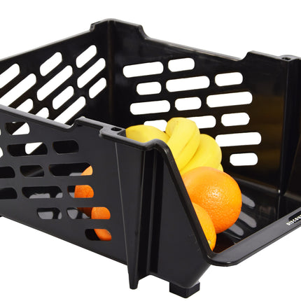 Zwarte Kunststof Groentemandje van Discountershop: Ruim, Stijlvol en Praktisch als Opbergbox en Opbergmand – 46cm x 37.5cm x 20cm 