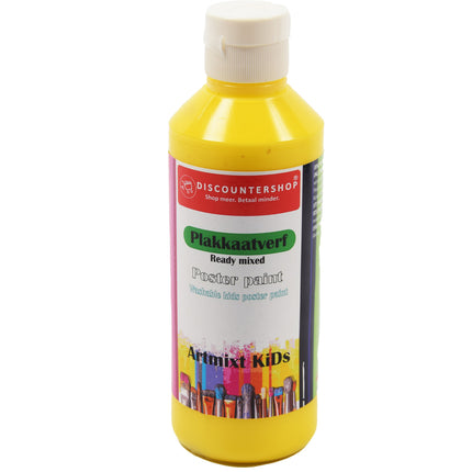 Plakkaatverf Discountershop - Plakkaatverf Basic waterbasis 250 ML - Plakkaatverf kinderen - Geel