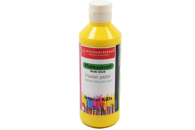 Plakkaatverf Discountershop - Plakkaatverf Basic waterbasis 250 ML - Plakkaatverf kinderen - Geel