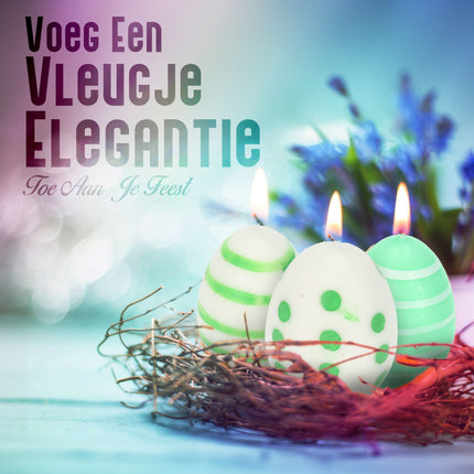 Paasei Kaarsen Set van 6 | Uniek Paasdecoratie Idee | Groen/Wit – 6cm Hoogte | Kleine ei Kaars voor Elke Gelegenheid