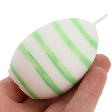 Paasei Kaarsen Set van 6 | Uniek Paasdecoratie Idee | Groen/Wit – 6cm Hoogte | Kleine ei Kaars voor Elke Gelegenheid