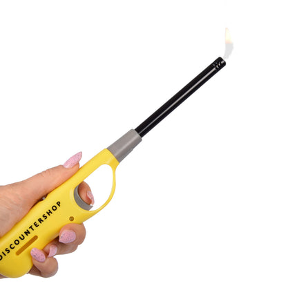 Gasaansteker 26 cm Geel - Navulbare Keukenaansteker met Kinderslot - Voor Kaarsen - BBQ- Keuken en Kamperen