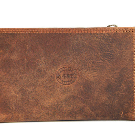 Portemonnee anti-skim - Portemonnee buffelleer - Portemonnee met 10 pasjes - Kleine portemonnee - portemonnee compact Cognac - RFID