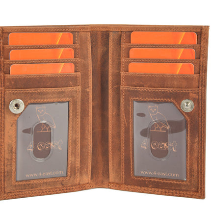 Portemonnee anti-skim - Portemonnee buffelleer - Portemonnee met 10 pasjes - Kleine portemonnee - portemonnee compact Cognac - RFID