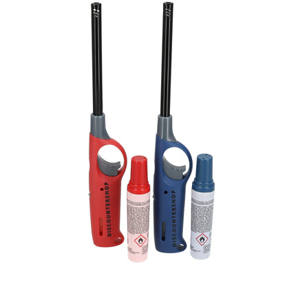 Navulbare Elektrische Gasaanstekers Set van 2 - 25.5cm - Beste Aansteker voor BBQ, Kaarsen en Keuken - Rood & Blauw