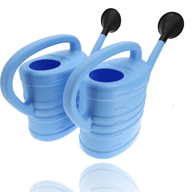  Gieter met Broeskop/Sproeikop - 2x Stuks Blauw Kunststof 10 liter - Tuinplanten Gieter