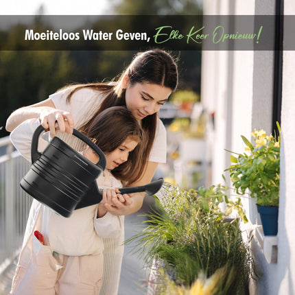 Gieter met Sproeikop -Set van 2 -Zwart - 10 Liter per Gieter - Watergieters voor Planten Bewatering - Voor Binnen & Buiten - Grote Tuingieters met Verwijderbare Sproeikop