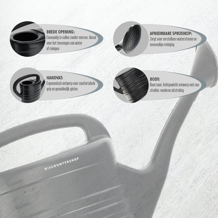 Gieter met Sproeikop -Set van 2 -Zwart - 10 Liter per Gieter - Watergieters voor Planten Bewatering - Voor Binnen & Buiten - Grote Tuingieters met Verwijderbare Sproeikop