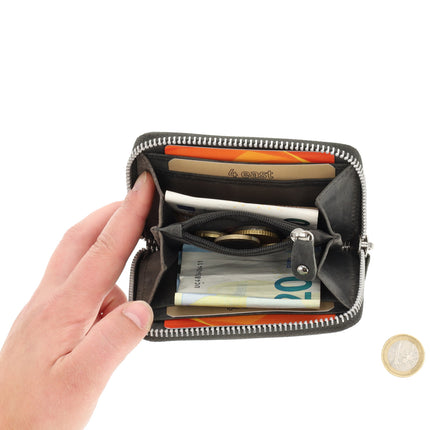Portemonnee Unisex Anti Skim | Pasjeshouder Met Rits Voor Heren & Dames | RFID | 4 Pasjeshouder & Muntvak | Ideaal Cadeautjes | 12x8x2 cm – Grijs 