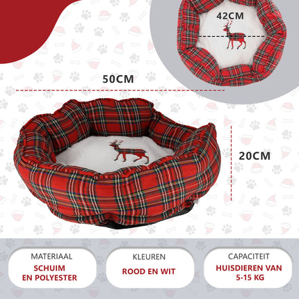 Donut Kattenmand - Pluche Donut Hondenmand Wasbaar Goedkoop met Kussens - Kerst Thema - Kerstacadeau voor Huisdieren
