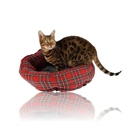 Hondenmand voor Kleine Honden en Katten - Kerst Hondenbed 50x42x20 cm - Rood/Wit Schotse Ruit - Zachte Comfortabele Ligplek