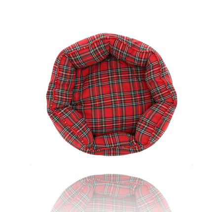 Hondenmand voor Kleine Honden en Katten - Kerst Hondenbed 50x42x20 cm - Rood/Wit Schotse Ruit - Zachte Comfortabele Ligplek