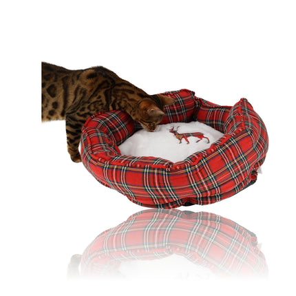 Donut Kattenmand - Pluche Donut Hondenmand Wasbaar Goedkoop met Kussens - Kerst Thema - Kerstacadeau voor Huisdieren