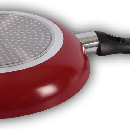 3x Koekenpan Set met Antiaanbaklaag - Rood  - Zonder Deksel